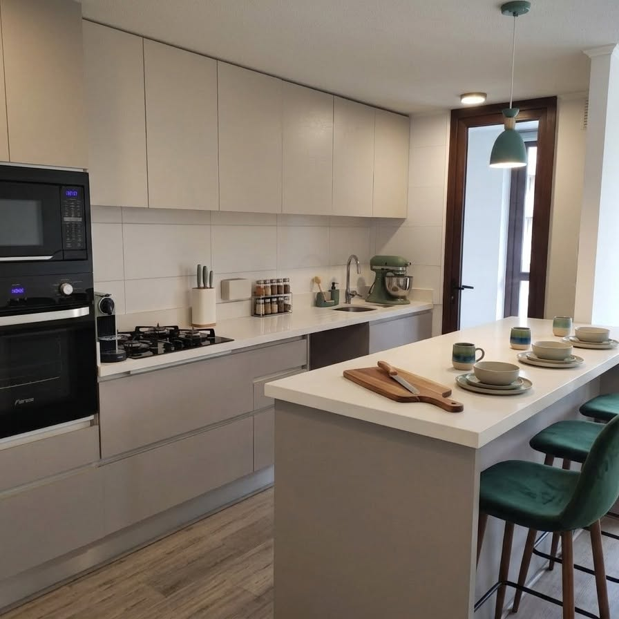 Cocina del departamento en Condominio Terralta